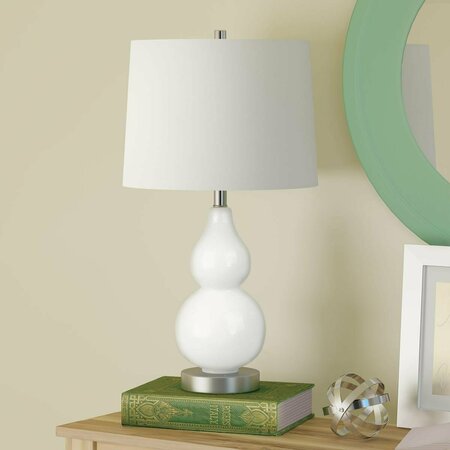 HENN & HART Katrina White Glass Petite Table Lamp with Satin Nickel Accents TL0044